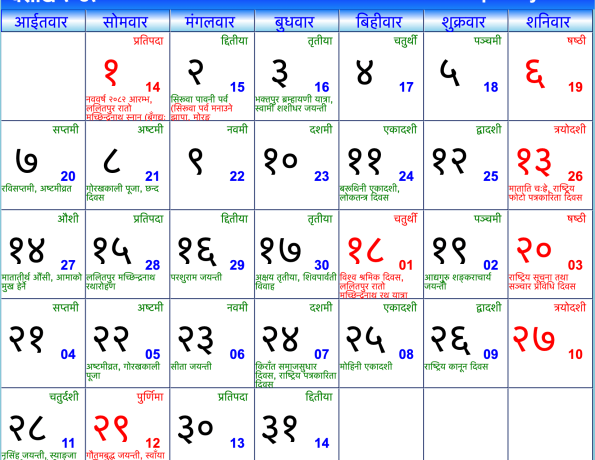 Chaitra Calendar